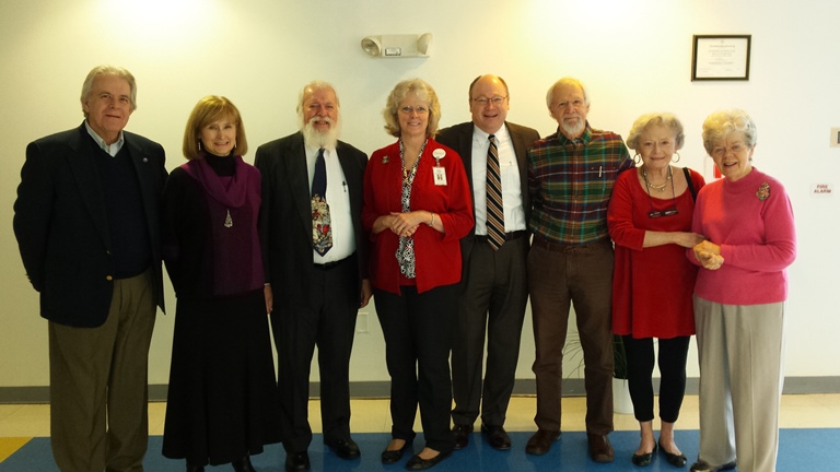 Eight of the original 13 members of HSN who attended the “Celebration of Collaboration” breakfast meeting on 12/18/14 Left-right: Charles Page, Nancy Nicholson, Frank Mansfield, Trena Palmer, Jim Kelley, Paul Walker, Martha Brown, Caroline Myers